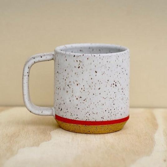 Red Stripe Speckled Mug by Klapp Ceramics